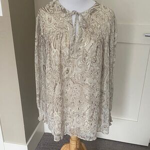 Paisley Print Cream and Gold Blouse